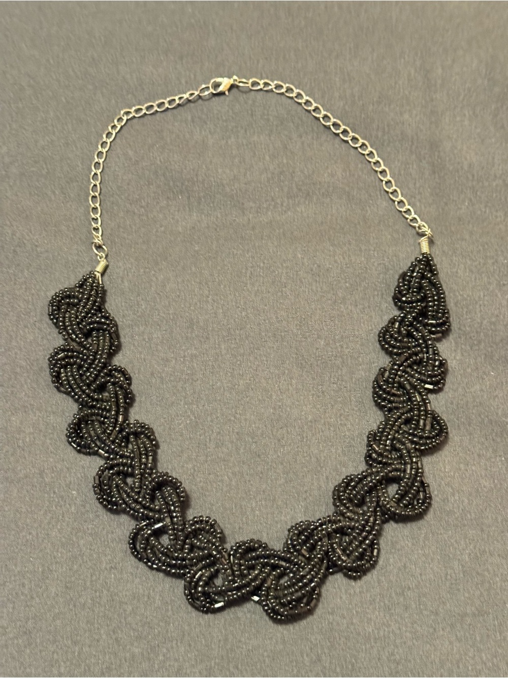Black Beaded Knot Statement Necklace - Women Jewelry